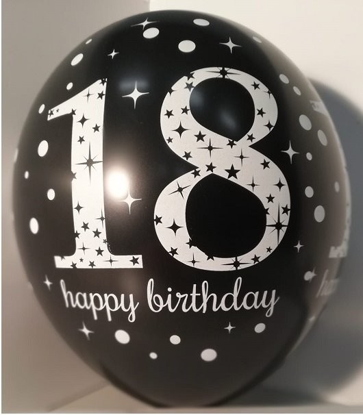 ballonnen 18 jaar happy birthday goud zilver zwart - voorbedrukte ballonnen leeftijd geboorte en diverse - ballonnen, ballonnen, ballonnenpilaar, ballonnen decoraties